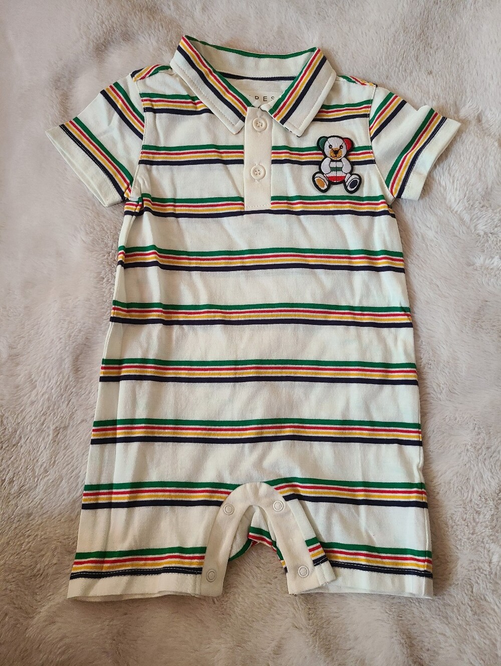 Hudson's Bay Company Striped Short-Sleeve Baby Romper Size 6-12months